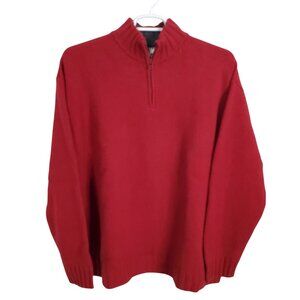 GAP Mens Size XXL NWT Sweater Lambswool 1/2 Zip Pullover Ribbed Trim Brick Red